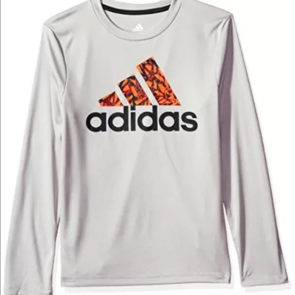 Adidas Grey Long Sleeve Shirt ( SIZE 7) Climalite - Picture 1 of 5